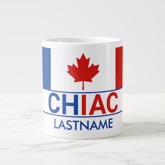 Chiac Acadianカナダ国旗の姓 ジャンボコーヒーマグカップ (正面)