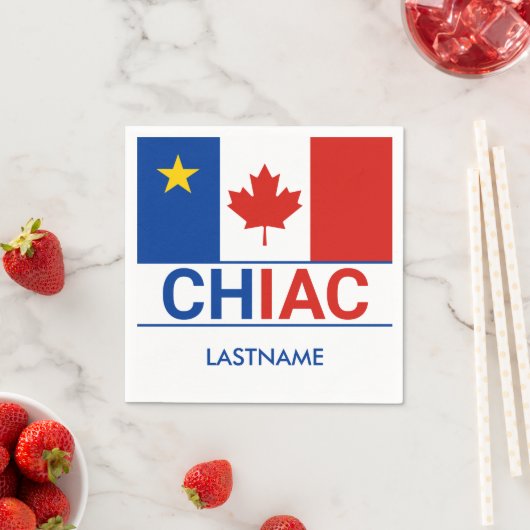 Chiac Acadianカナダ国旗の姓 スタンダードカクテルナプキン (インサイチュ)