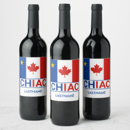 Chiac Acadianカナダ国旗の姓 ワインラベル