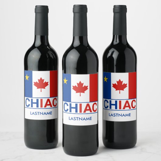 Chiac Acadianカナダ国旗の姓 ワインラベル (ボトル)