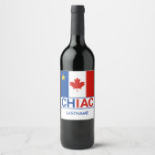 Chiac Acadianカナダ国旗の姓 ワインラベル (正面)
