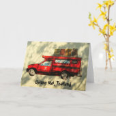 Chiang Maiの赤いタクシー カード (黄色い花)