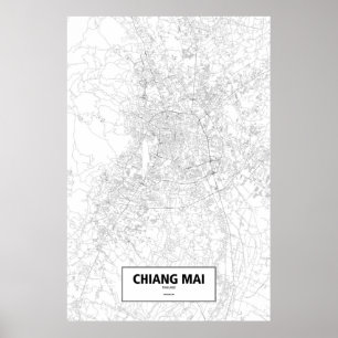 Chiang Mai、タイ(白の黒) ポスター