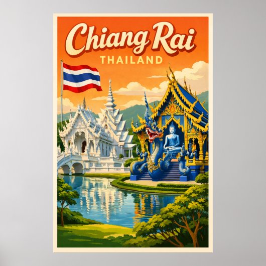 Chiang Rai Thailand - Vintage Travel Poster ポスター (正面)