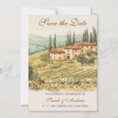 Chianti Vineyard Watercolor Wedding Save the Date  マグネット招待状 (正面)