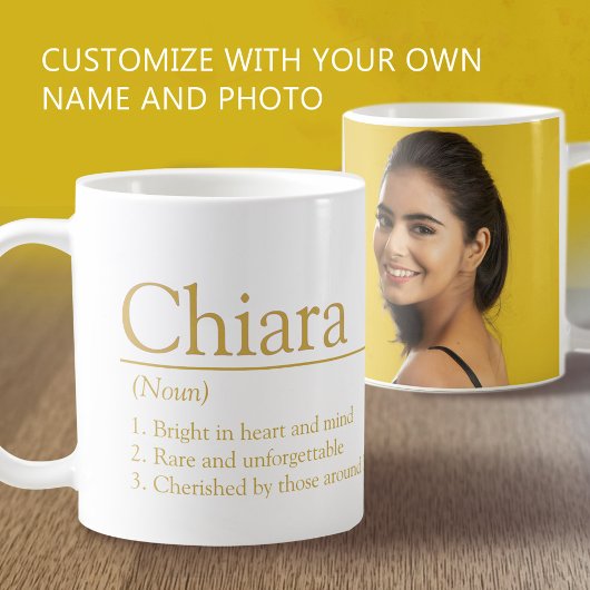 Chiara name definition custom photo white gold コーヒーマグカップ
