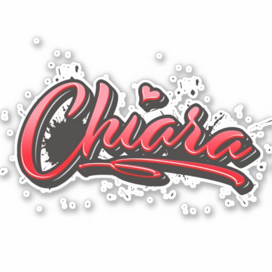 Chiara red Heart Graffiti Aufkleber Sticker シール (正面)