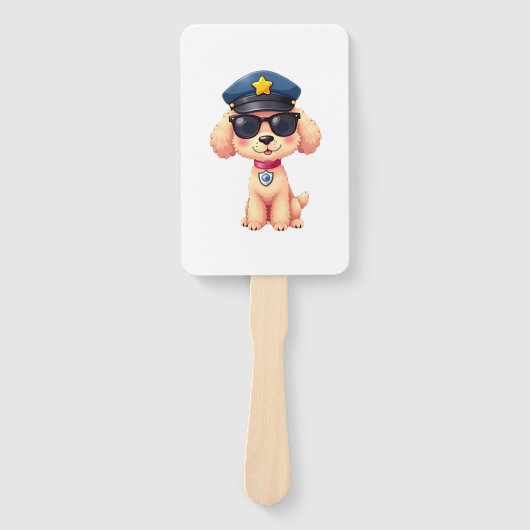Chibi Anime Police Poodle Dog ハンドファン (正面)