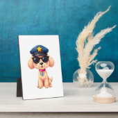 Chibi Anime Police Poodle Dog フォトプラーク (側面)