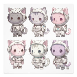 Chibi Astronaut Kittens Kawaii Crew フォトプリント