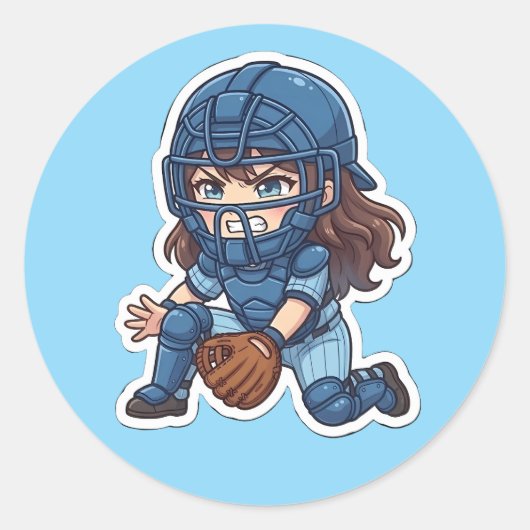 Chibi Baseball 2026 Edition - Catcher Blocking ラウンドシール (正面)