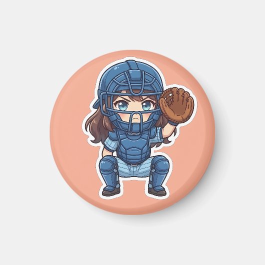 Chibi Baseball 2026 Edition - Catcher Squat マグネット (正面)