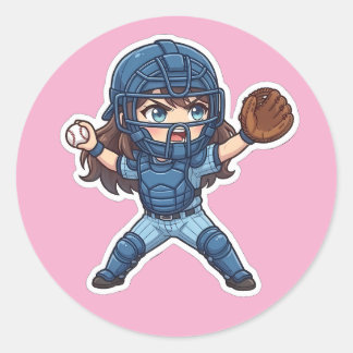 Chibi Baseball 2026 Edition - Catcher Throw-down ラウンドシール