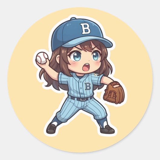 Chibi Baseball 2026 Edition - Pitcher Stride ラウンドシール (正面)
