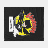 Chibi Batman In The Batmobile フリースブランケット (正面(横))