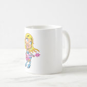 Chibi Blonde Girl Rocker Playing Pink Bass Guitar コーヒーマグカップ (正面右)