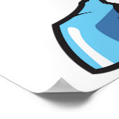 Chibi Blonde Girl Rocker Playing Pink Bass Guitar ポスター (角)