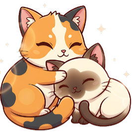 Chibi Cat Nap – Calico & Siamese Sleeping Together トートバッグ