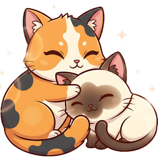 Chibi Cat Nap – Calico & Siamese Sleeping Together トートバッグ