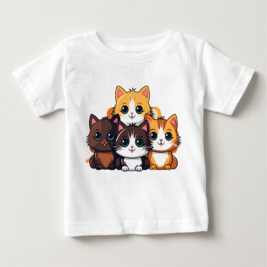 Chibi Cat Squad Sticker – Adorable Furry Friends C ベビーTシャツ (正面)