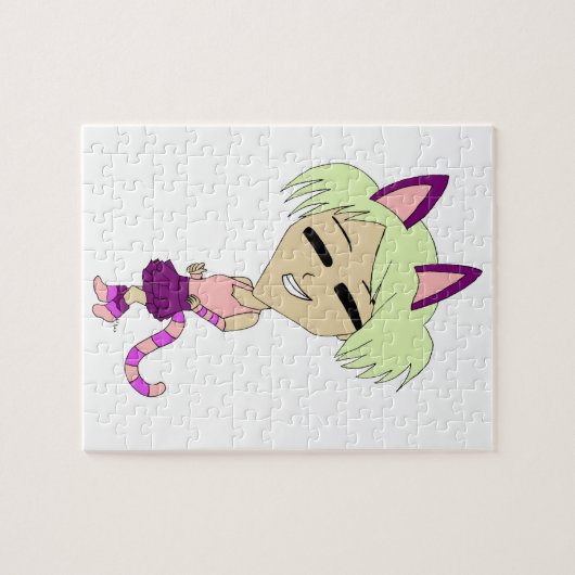 chibi catgirl  ジグソーパズル (横)