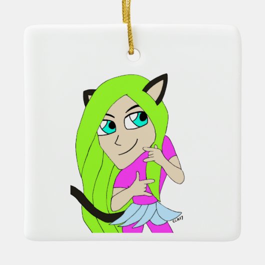 chibi catgirl   セラミックオーナメント (正面)