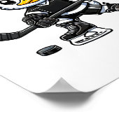 Chibi Duck Playing Ice Hockey Cute Design  ポスター (角)