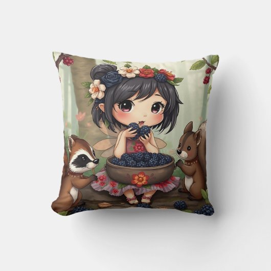 Chibi Fairy and Forest Animals  クッション (正面)
