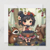 Chibi Fairy and Forest Animals Blank カード (正面)