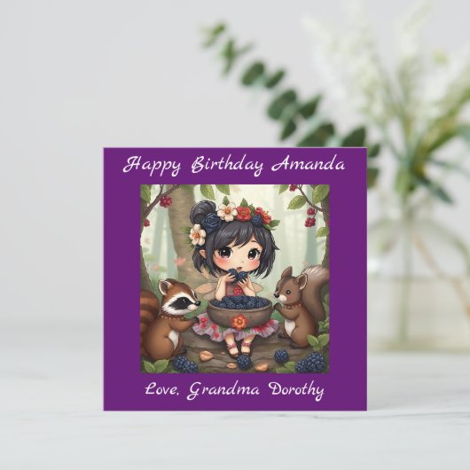 Chibi Fairy Birthday | Coloring page カード (スタンド正面)