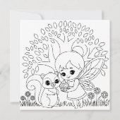 Chibi Fairy Birthday | Coloring page カード (裏面)
