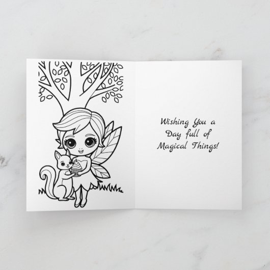 Chibi Fairy Birthday | Coloring page カード (内部)