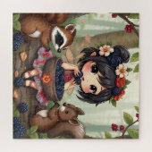 Chibi Fairy Eating Blackberries with Forest Friend ジグソーパズル (横)