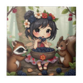Chibi Fairy Eating Blackberries with Forest Friend タイル (正面)