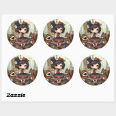 Chibi Fairy Eating Blackberries with Forest Friend ラウンドシール (シート)