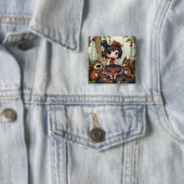 Chibi Fairy Eating Blackberries with Forest Friend 缶バッジ (インサイチュ)