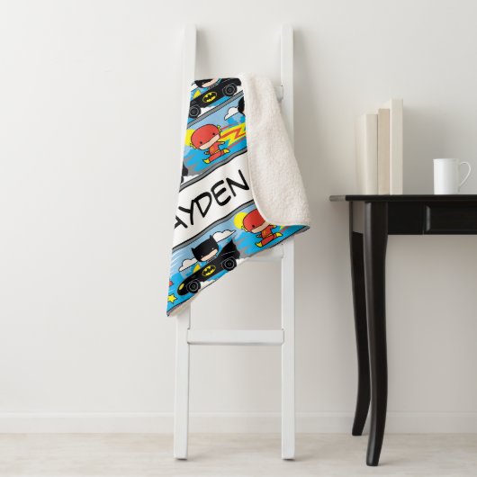 Chibi Flash, Superman, and Batman Racing Pattern シェルパブランケット (インサイチュ)