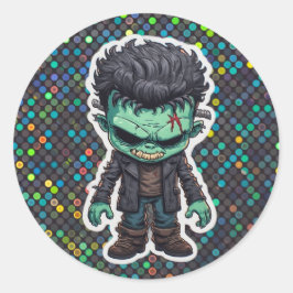 Chibi Frankenstein Monster Cartoon Sticker ラウンドシール
