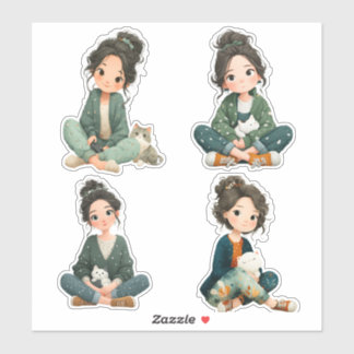 Chibi Girl Sticker Sheet シール
