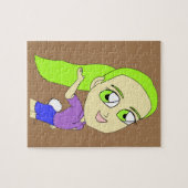 chibi girl with a bunny tail   button ジグソーパズル (横)