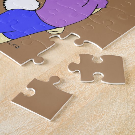 chibi girl with a bunny tail button ジグソーパズル (側面)