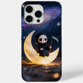 chibi grim reaper sitting on a crescent moon Case-Mate iPhoneケース (裏面)