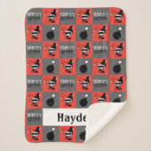 Chibi Harley Quinn Checker Pattern シェルパブランケット (正面)