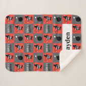 Chibi Harley Quinn Checker Pattern シェルパブランケット (正面(横))