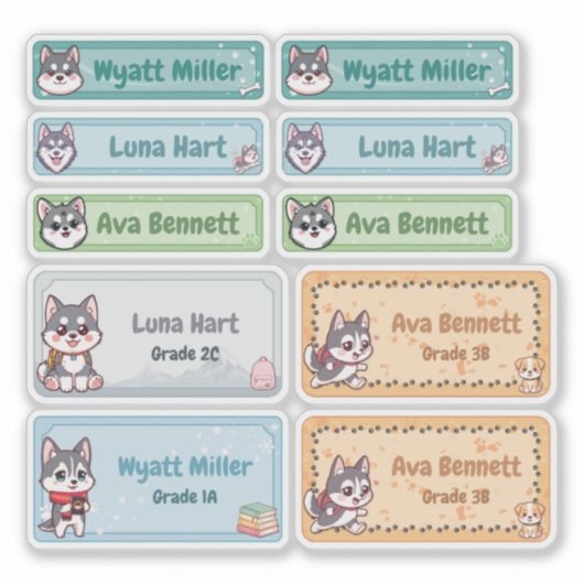 Chibi Husky Name Labels シール (正面)