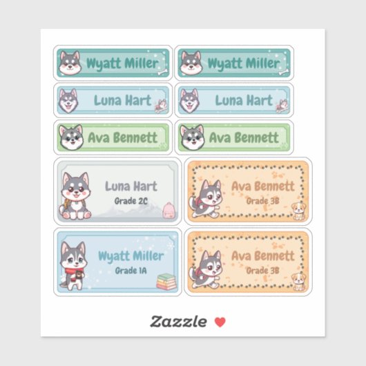 Chibi Husky Name Labels シール (シート)