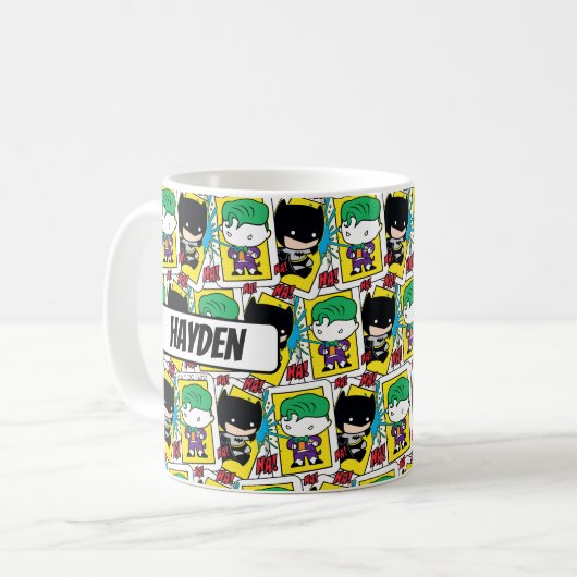 Chibi Joker and Batman Playing Card Pattern コーヒーマグカップ (正面左)