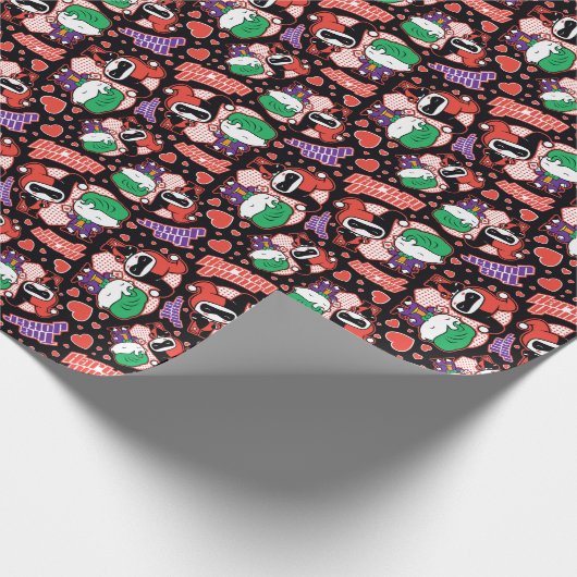 Chibi Joker and Harley Heart Pattern ラッピングペーパー (角)