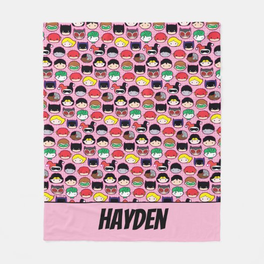 Chibi Justice League Head Pattern フリースブランケット (正面)