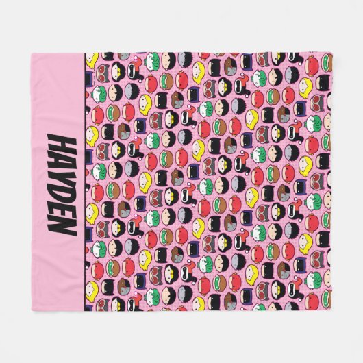 Chibi Justice League Head Pattern フリースブランケット (正面(横))